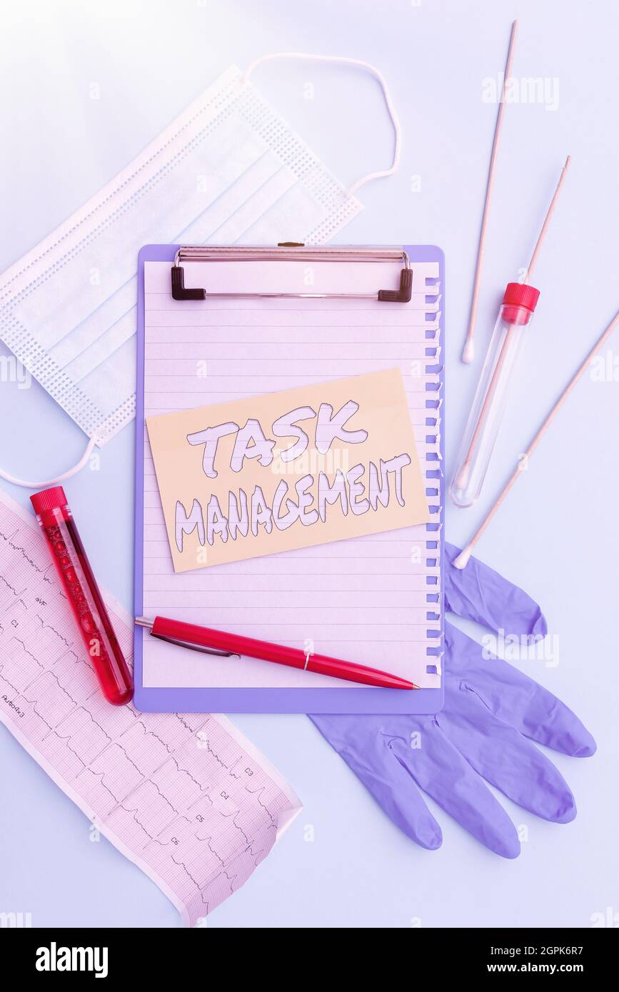 Task Management Text Text sign showing Task Management. Word Written on the process of ...