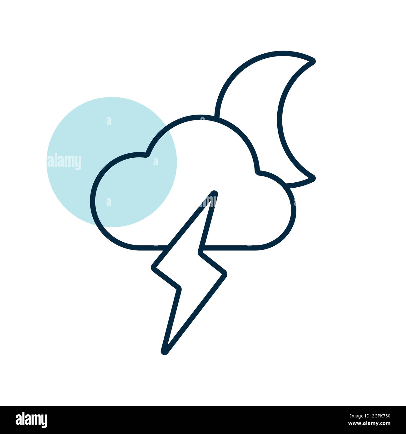 Moon cloud with lightning vector flat icon Stock Vector