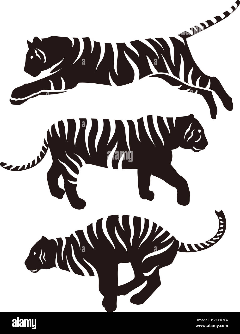 Tiger line art vector silhouette Stock Photo - Alamy