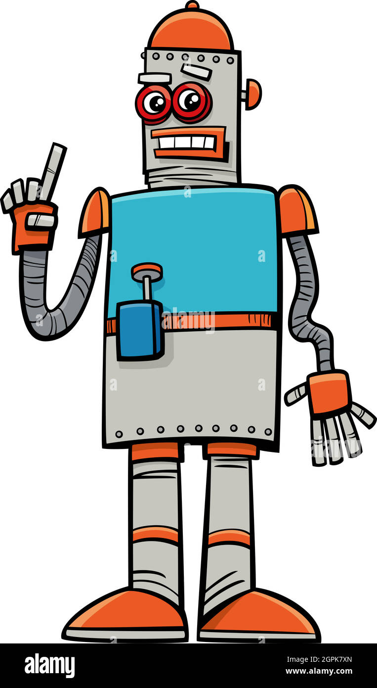 cartoon robot fantasy comic character Stock Vector
