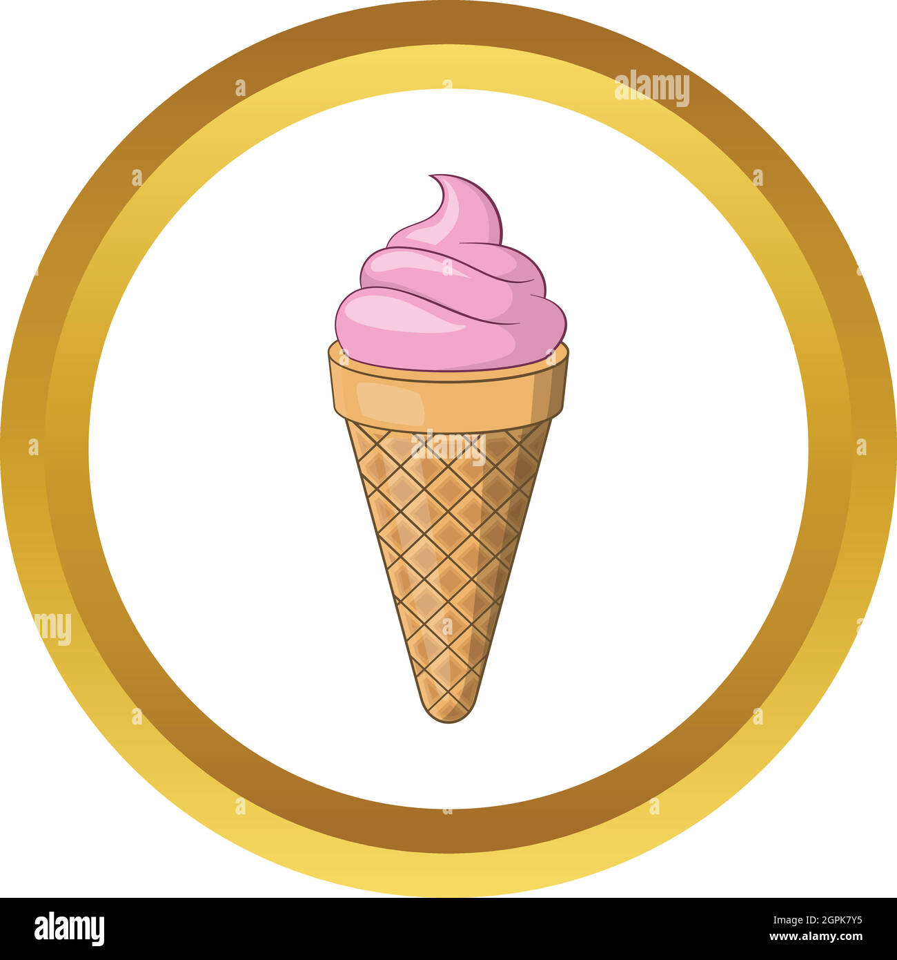 Pink ice cream cone vector icon Stock Vector Image & Art - Alamy
