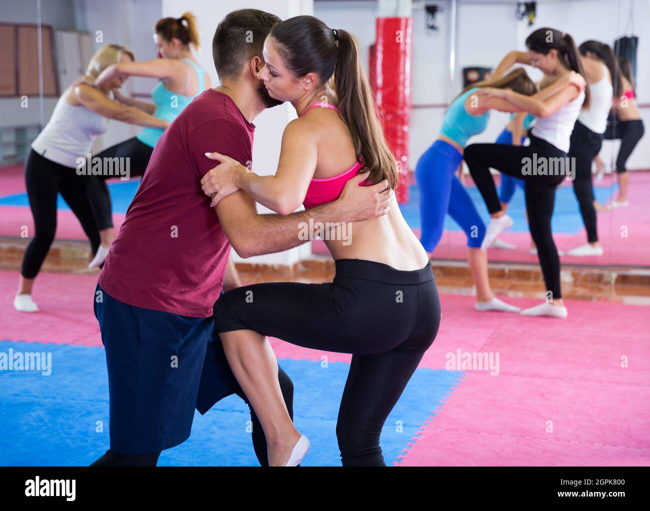 Women are doing self-defence-karate moves Stock Photo