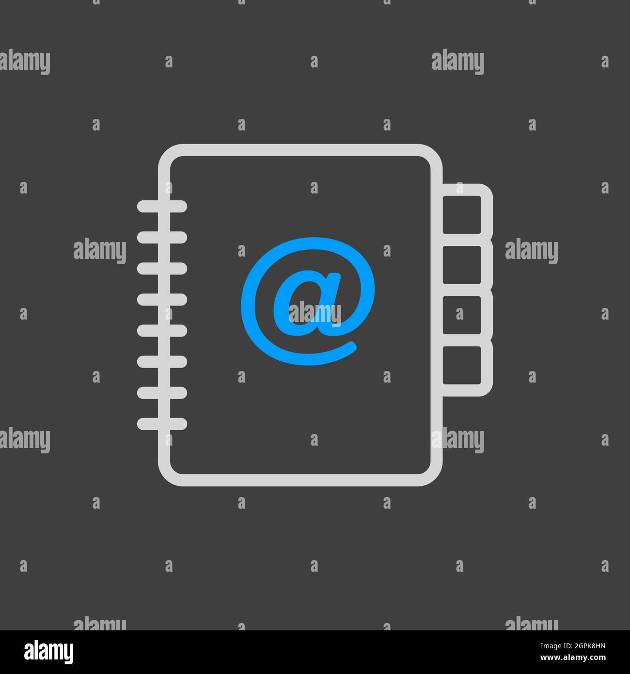 Address Book vector icon isolated on the white Stock Vector