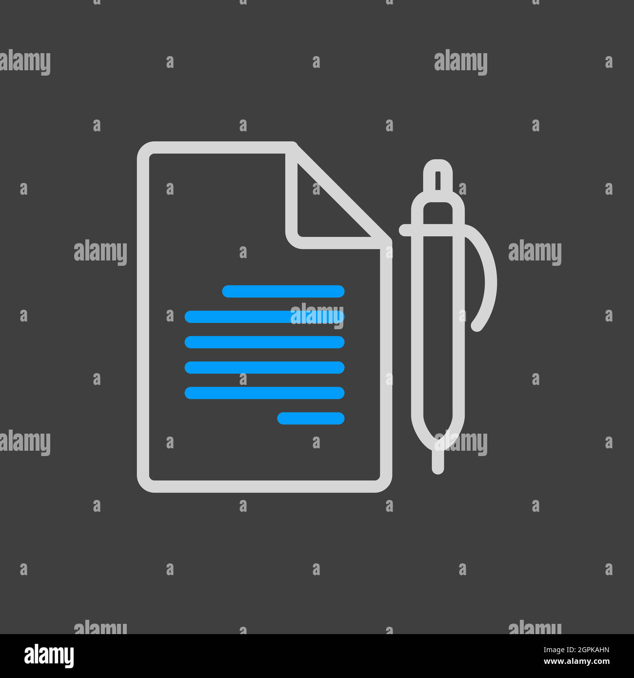 Contract document with pencil vector flat icon Stock Vector