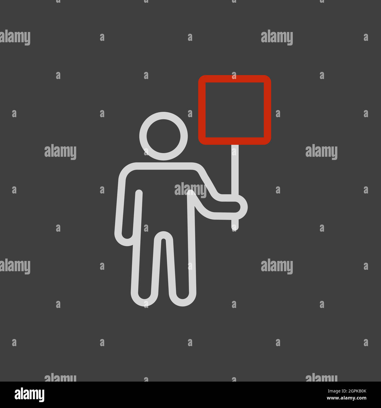 Man standing and holding in hands banner icon Stock Vector