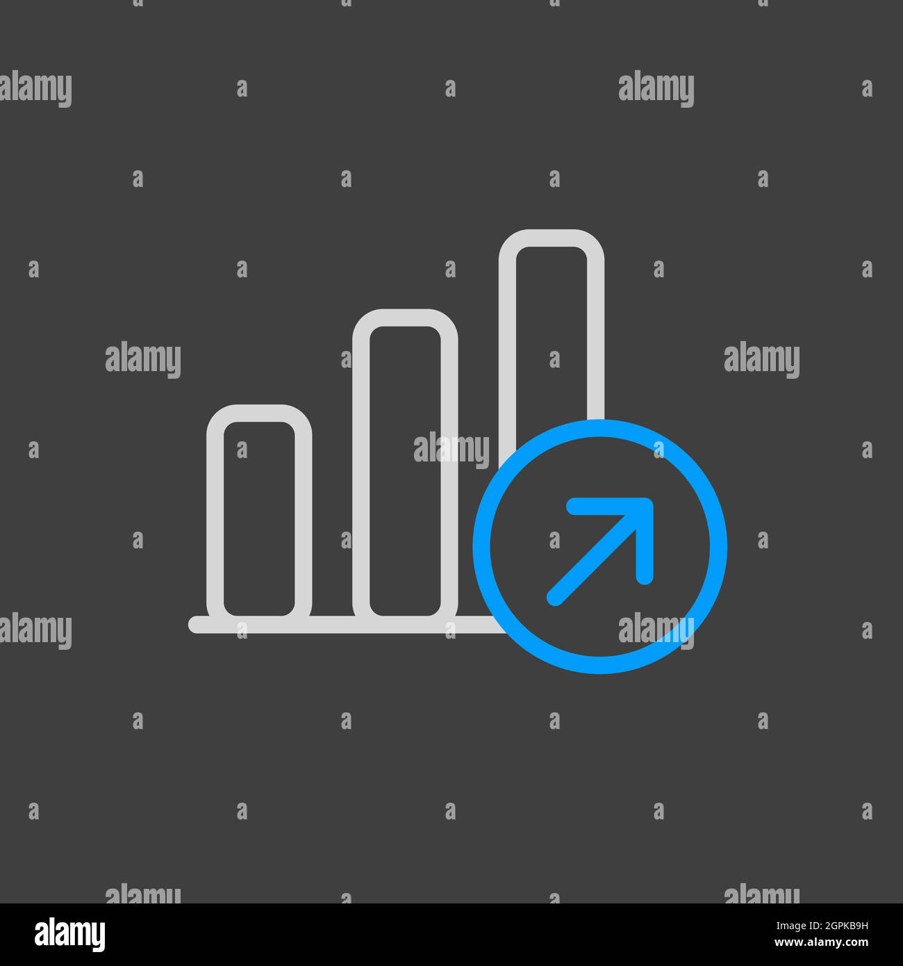 Growth graph vector icon isolated on the white Stock Vector
