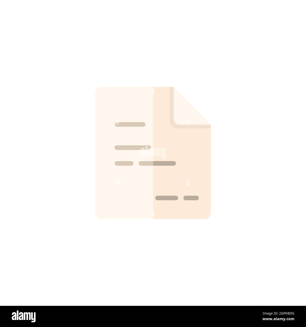 Text document. Paper with content. Invoice. Flat color icon. Commerce vector illustration Stock Vector