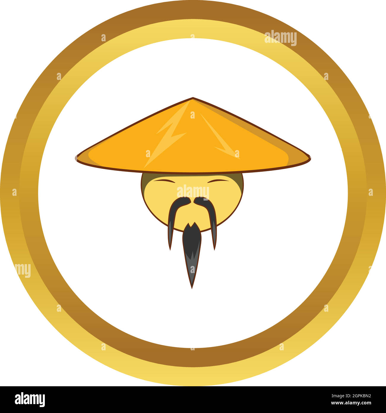 Man in chinese conical hat vector icon Stock Vector