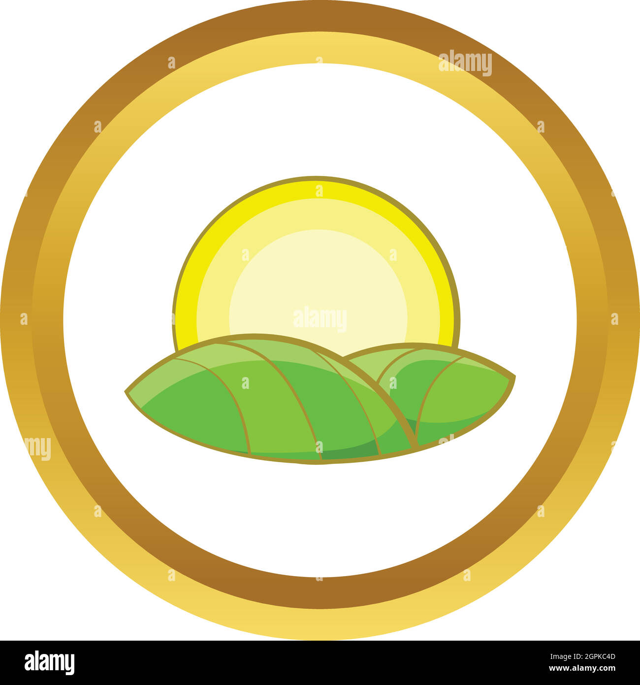 Sun over fields of France vector icon Stock Vector