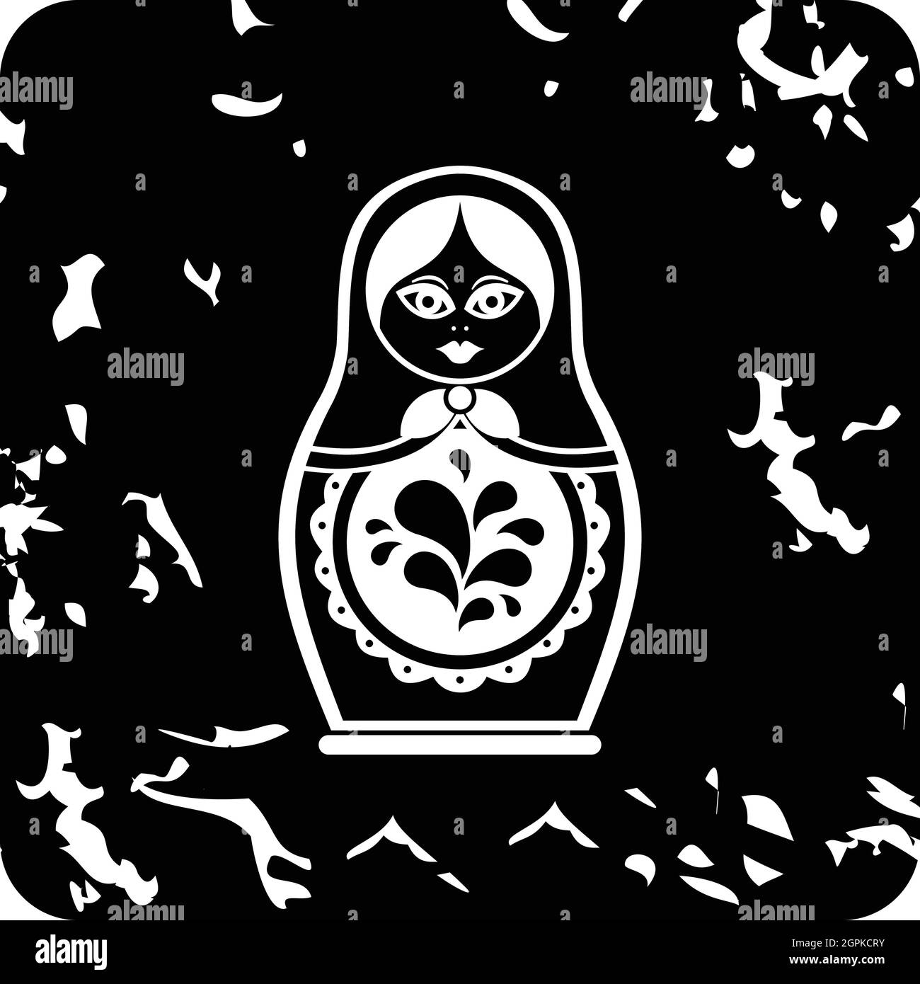 Russian nesting doll icon, grunge style Stock Vector