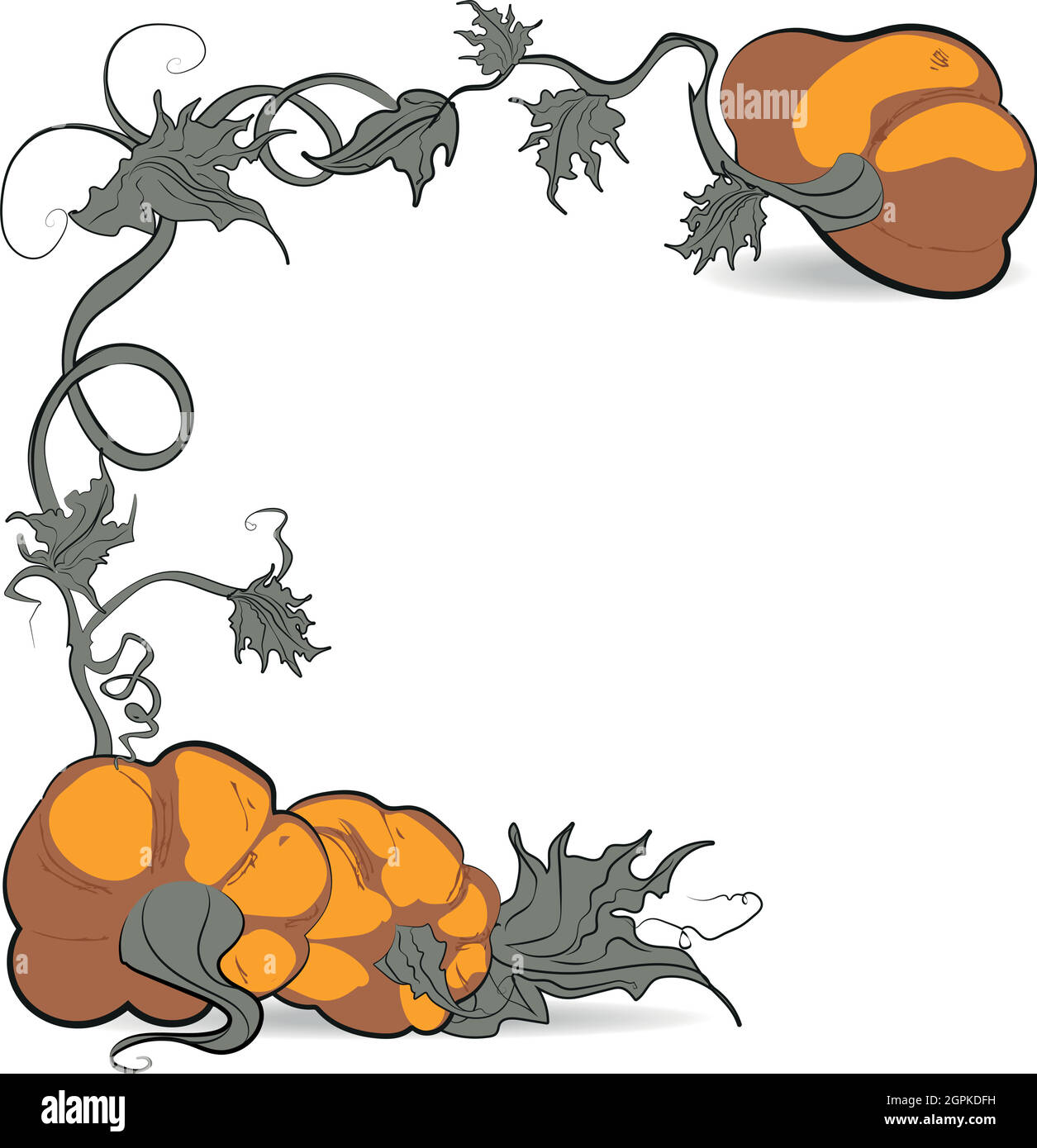 Hand drawn vector illustration orange pumpkins Stock Vector