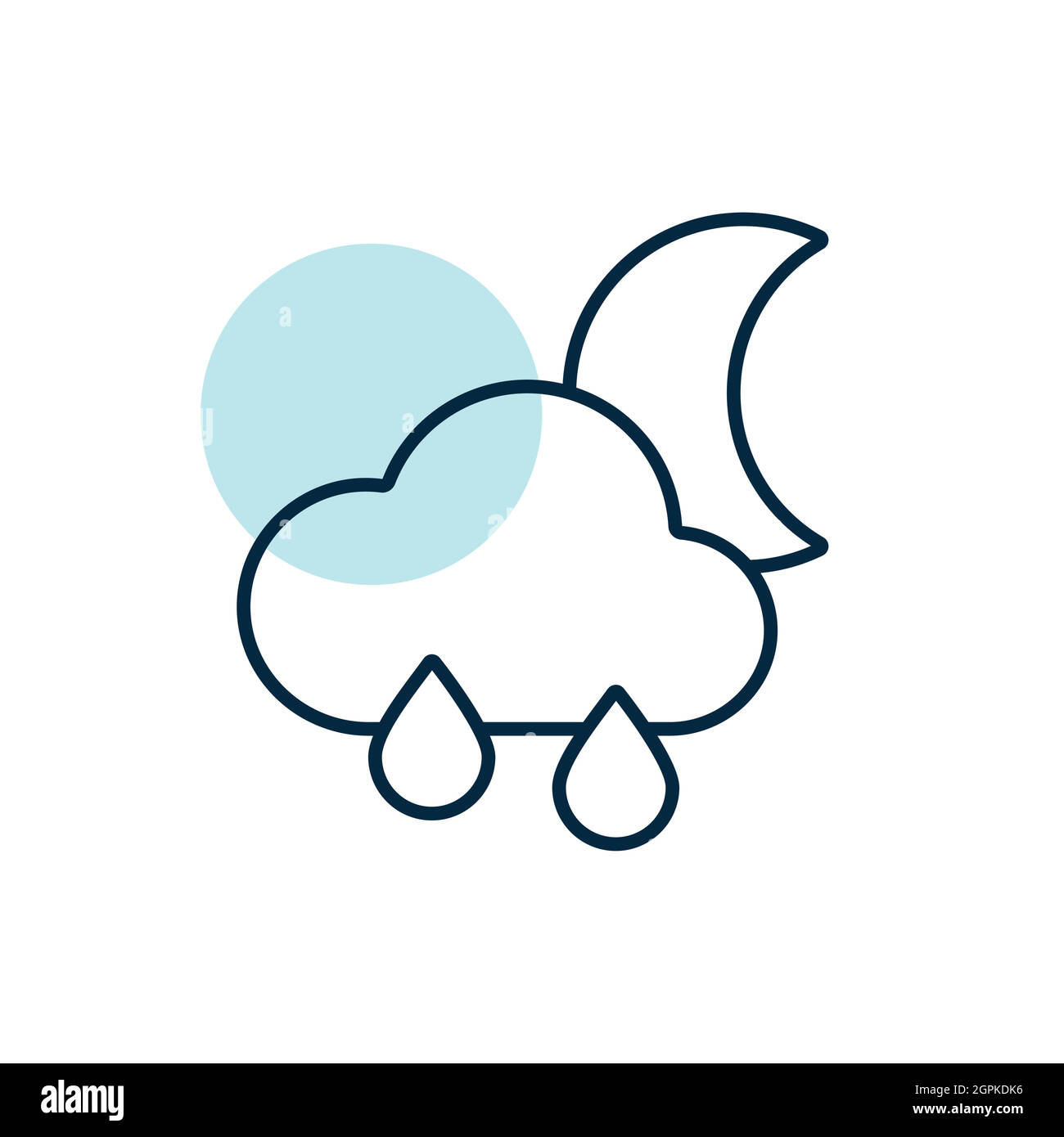 Raincloud with raindrops moon vector flat icon Stock Vector