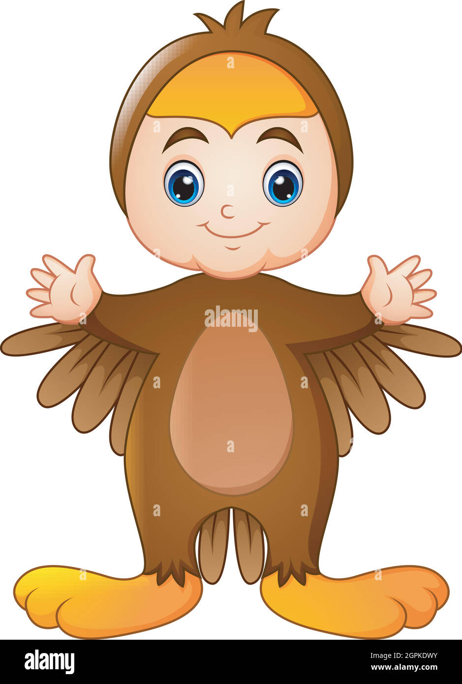 Happy little boy dressed in an owl costume Stock Vector