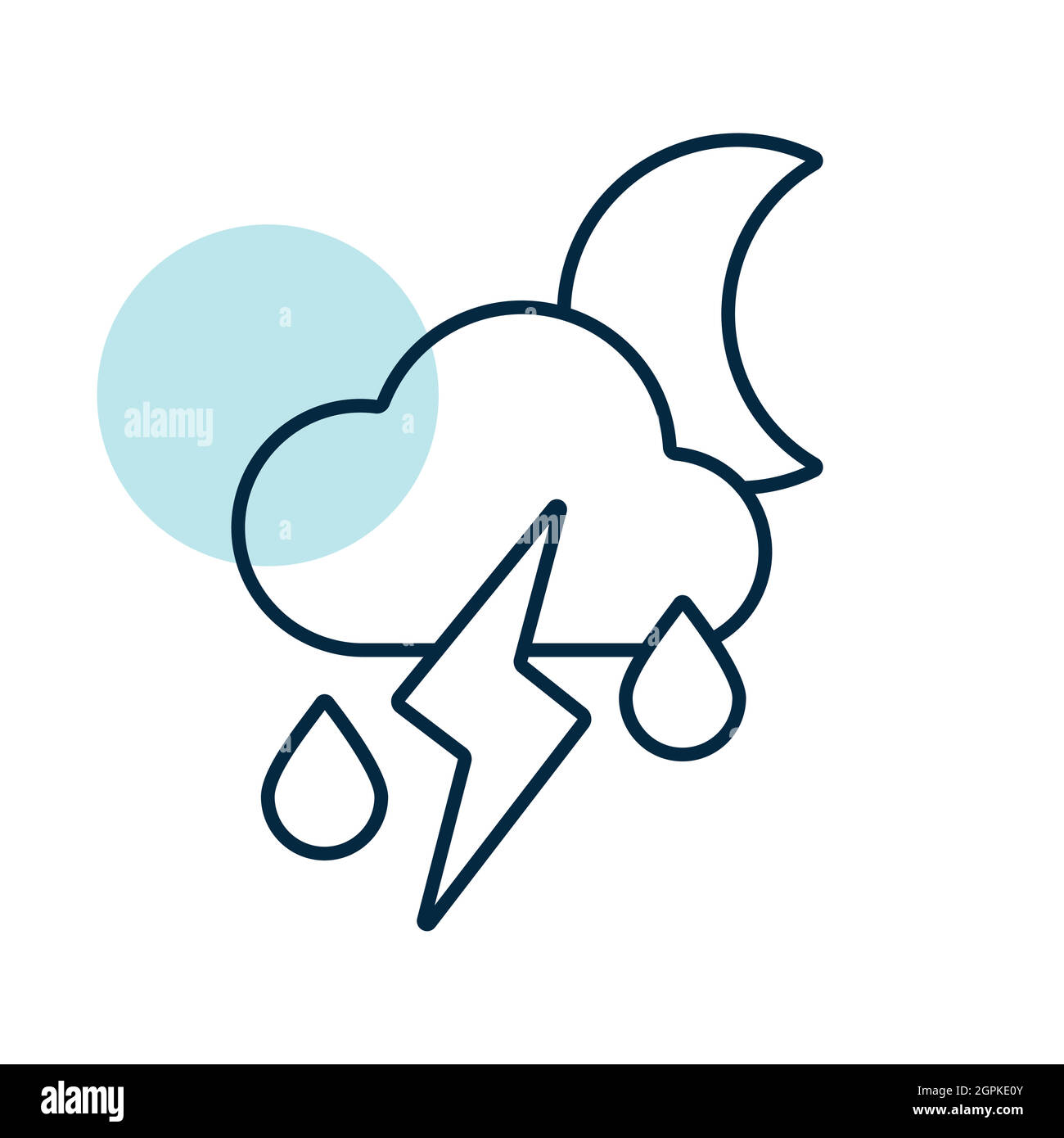 Moon cloud with rain and lightning vector icon Stock Vector