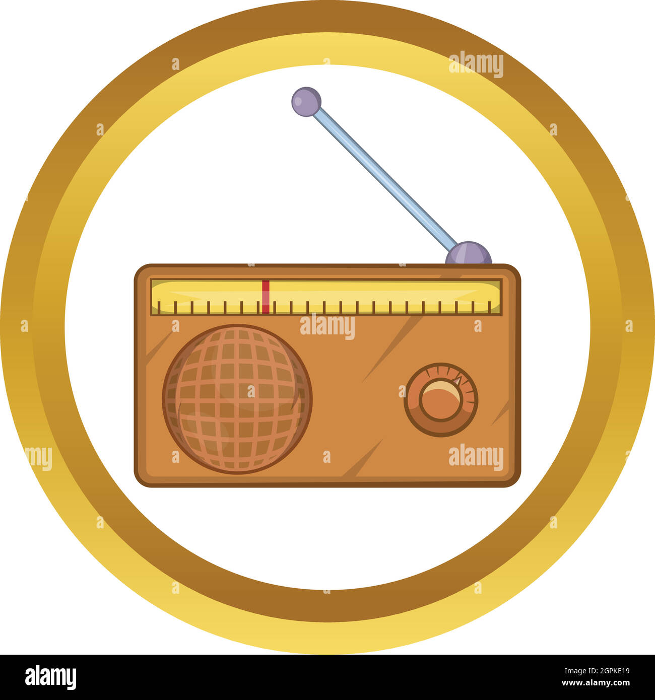 Brown retro style radio receiver vector icon Stock Vector Image & Art ...