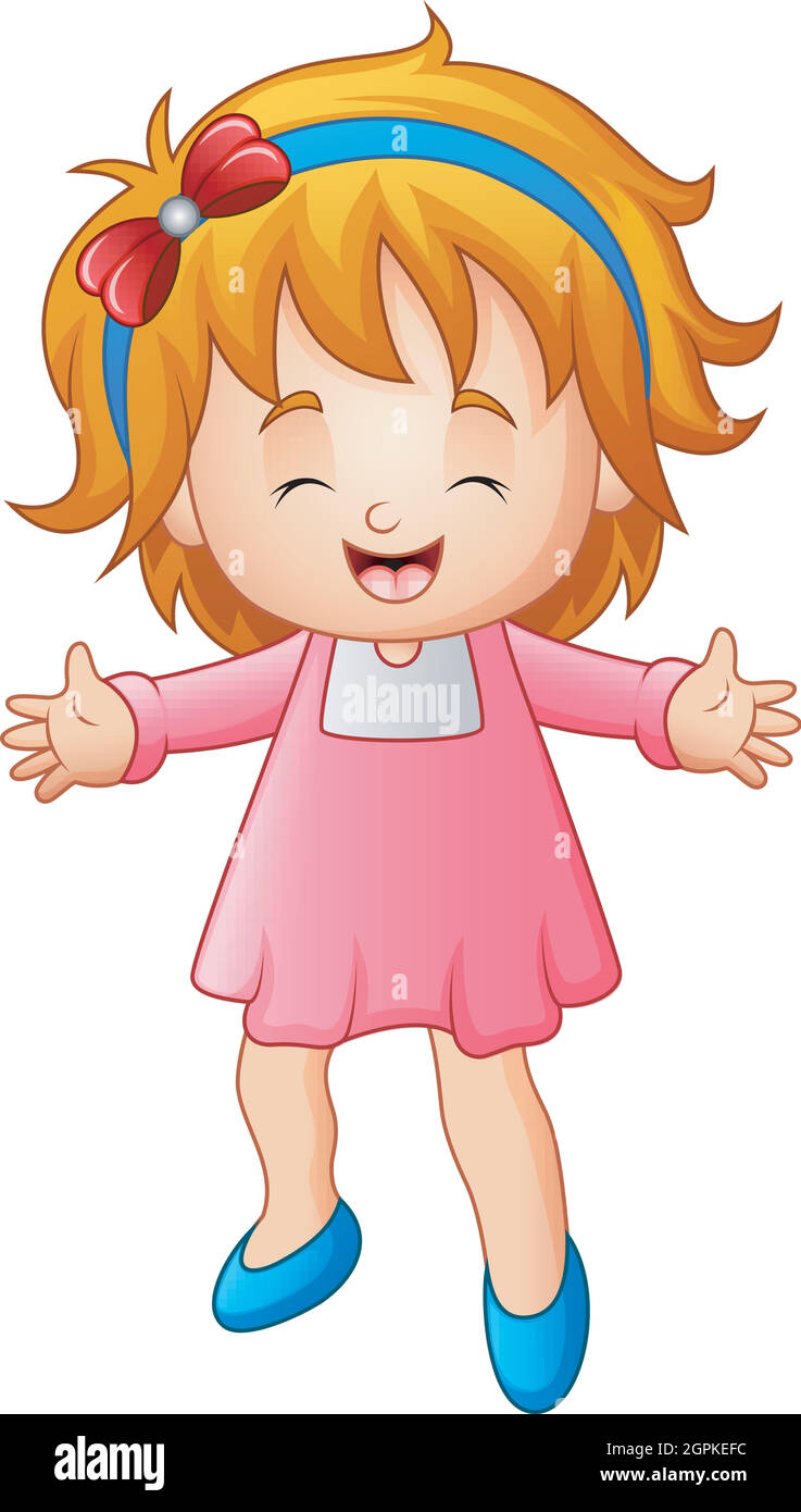 Cute little girl in a pink dress Stock Vector Image & Art - Alamy