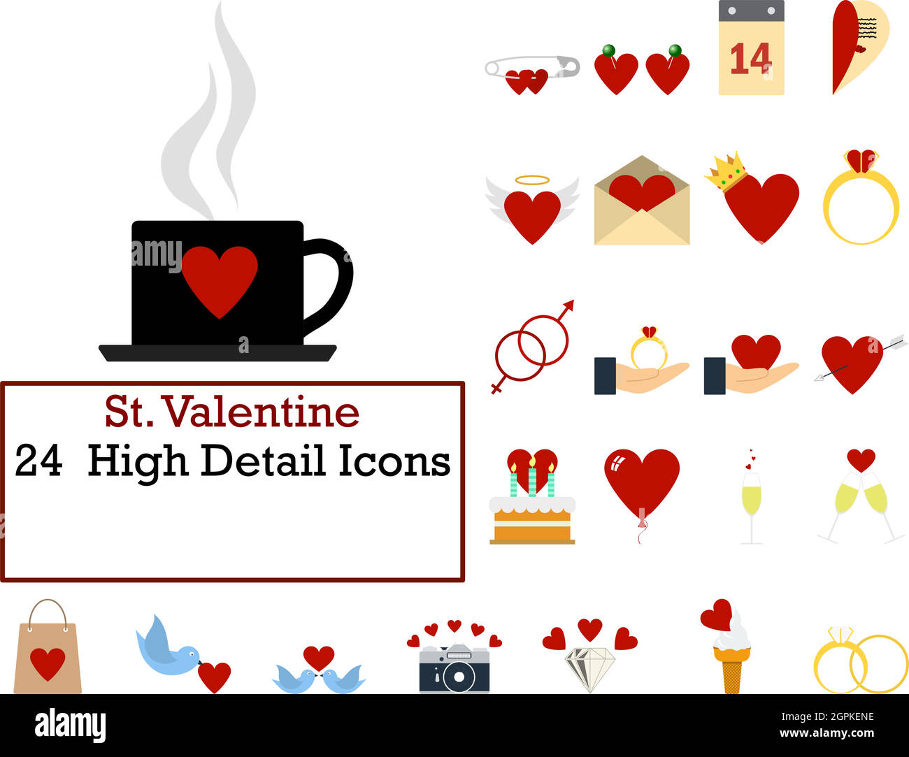 St. Valentine Icon Set Stock Vector Image & Art - Alamy
