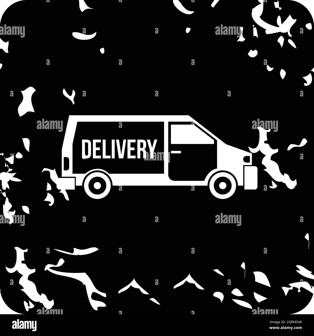Delivery van icon, grunge style Stock Vector
