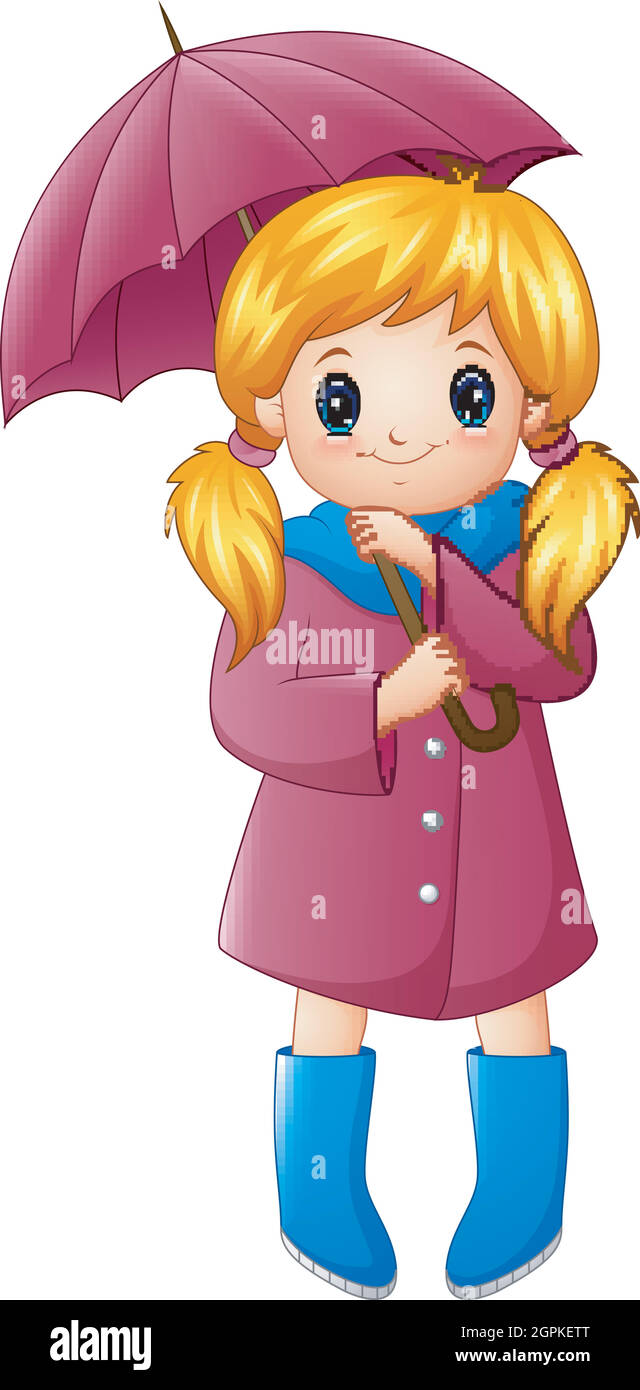 Beautiful autumn girl holding umbrella Stock Vector