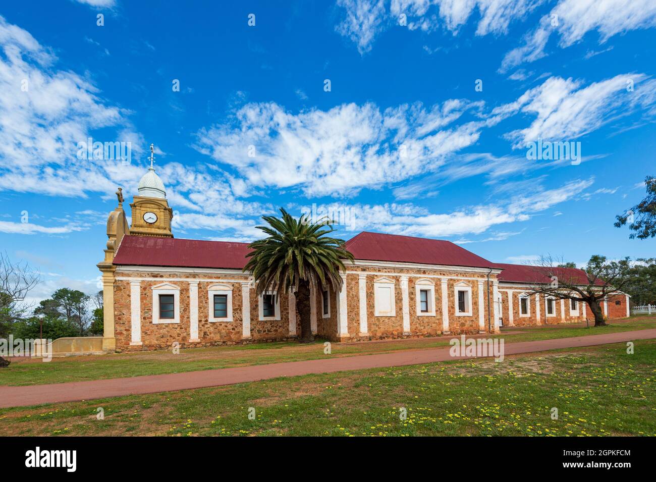 Side view of the Abbey Church in the monastery town of New Norcia, Western Australia, Australia Stock Photo