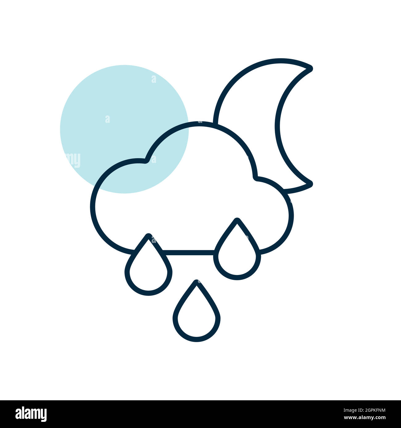 Raincloud with raindrops moon vector flat icon Stock Vector