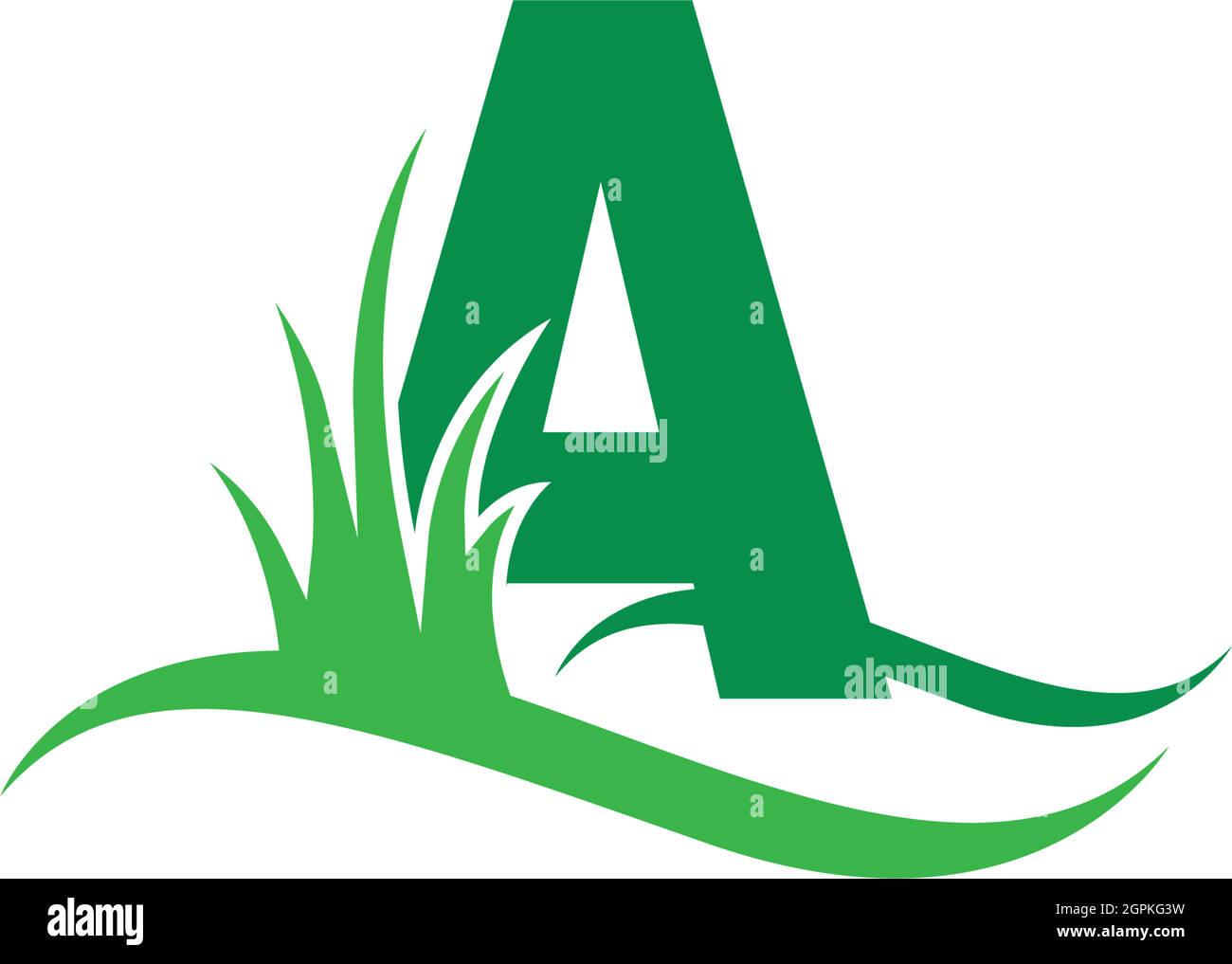 Letter A behind a green grass icon logo design vector Stock Vector