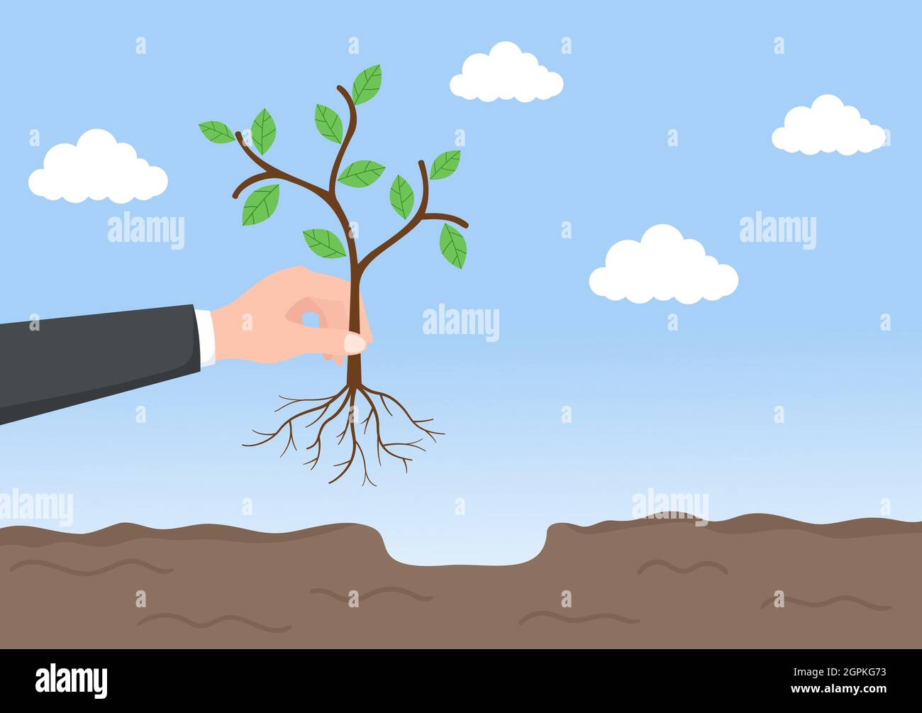 People Planting Trees Flat Cartoon Vector Illustration With Gardening ...
