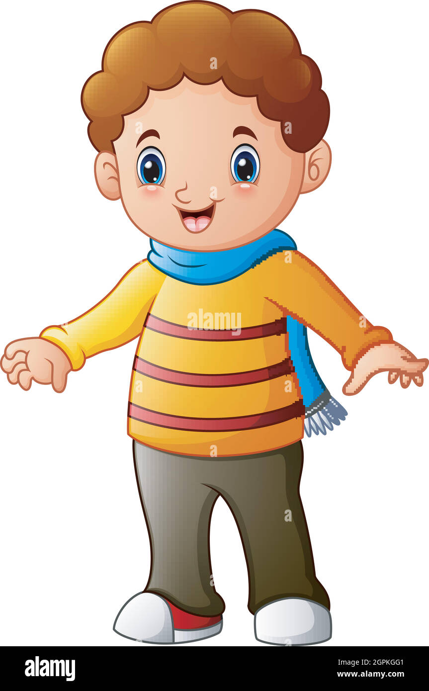 Vector illustration of Cartoon boy with a scarf Stock Vector
