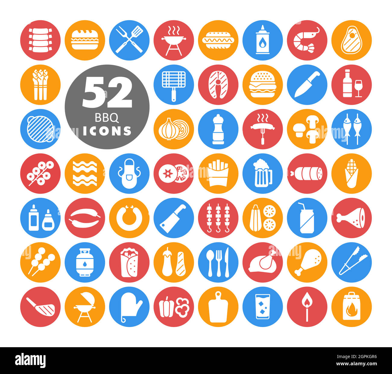 Barbecue and bbq grill white glyph icon set Stock Vector Image & Art ...