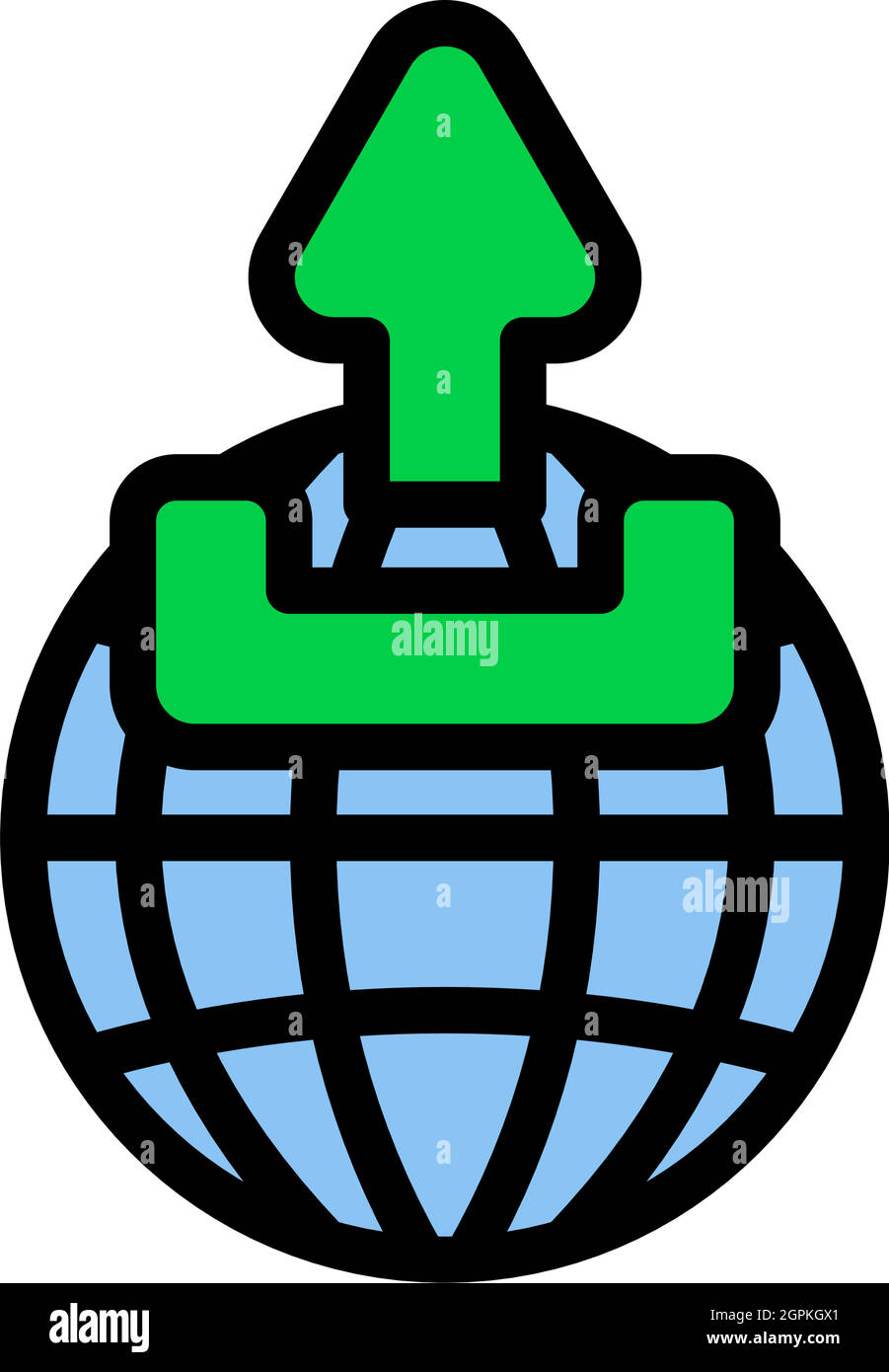 Globe With Upload Symbol Icon Stock Vector