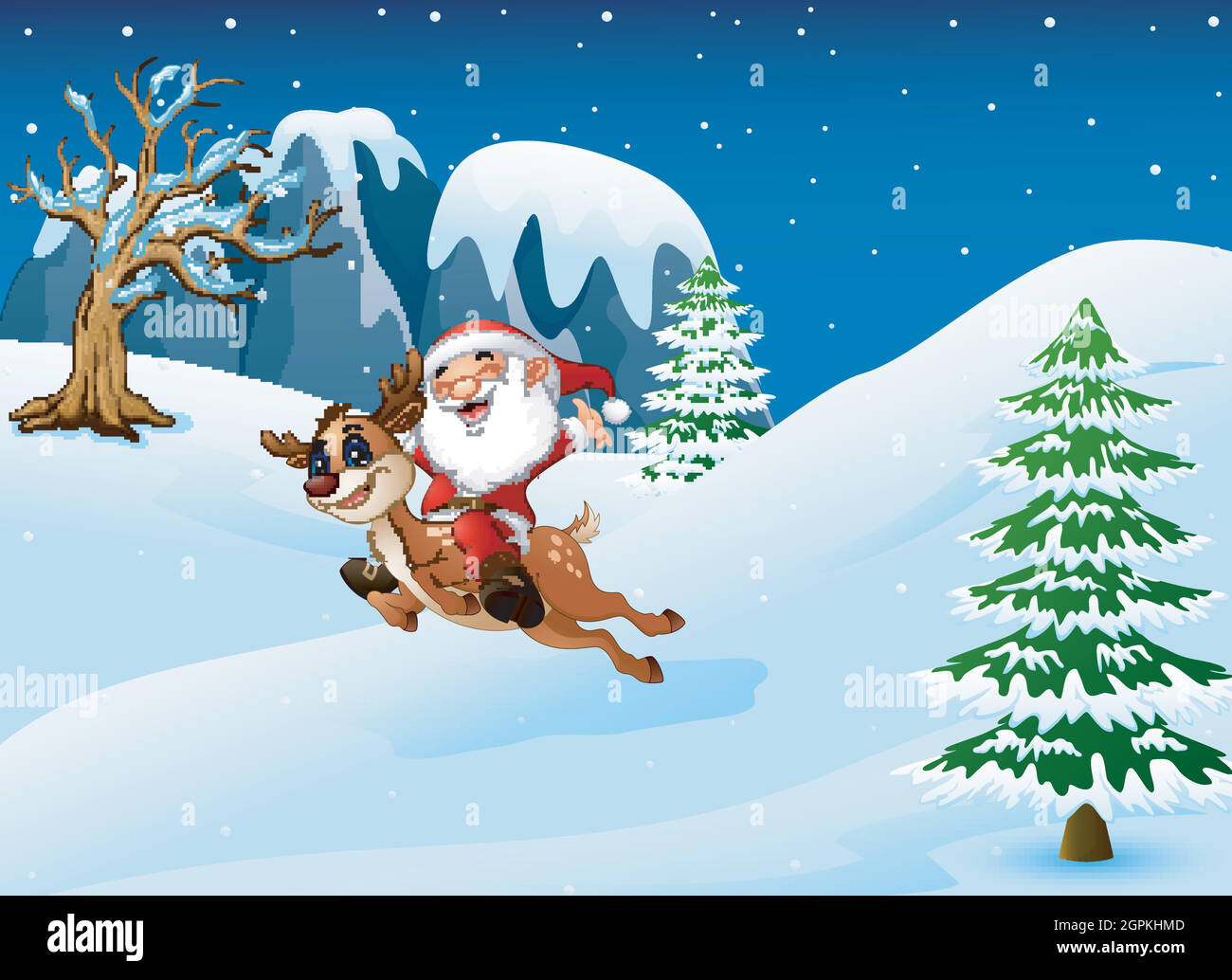 Reindeer In Snow Santa