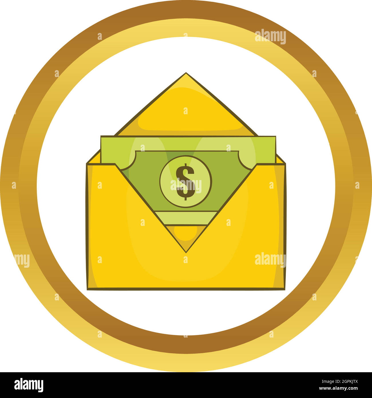 Dollar bills in yellow paper envelope vector icon Stock Vector