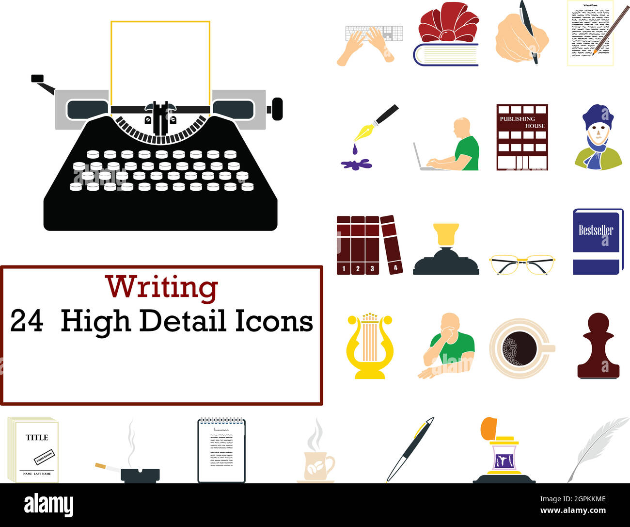 Writing Icon Set Stock Vector Image & Art - Alamy image.