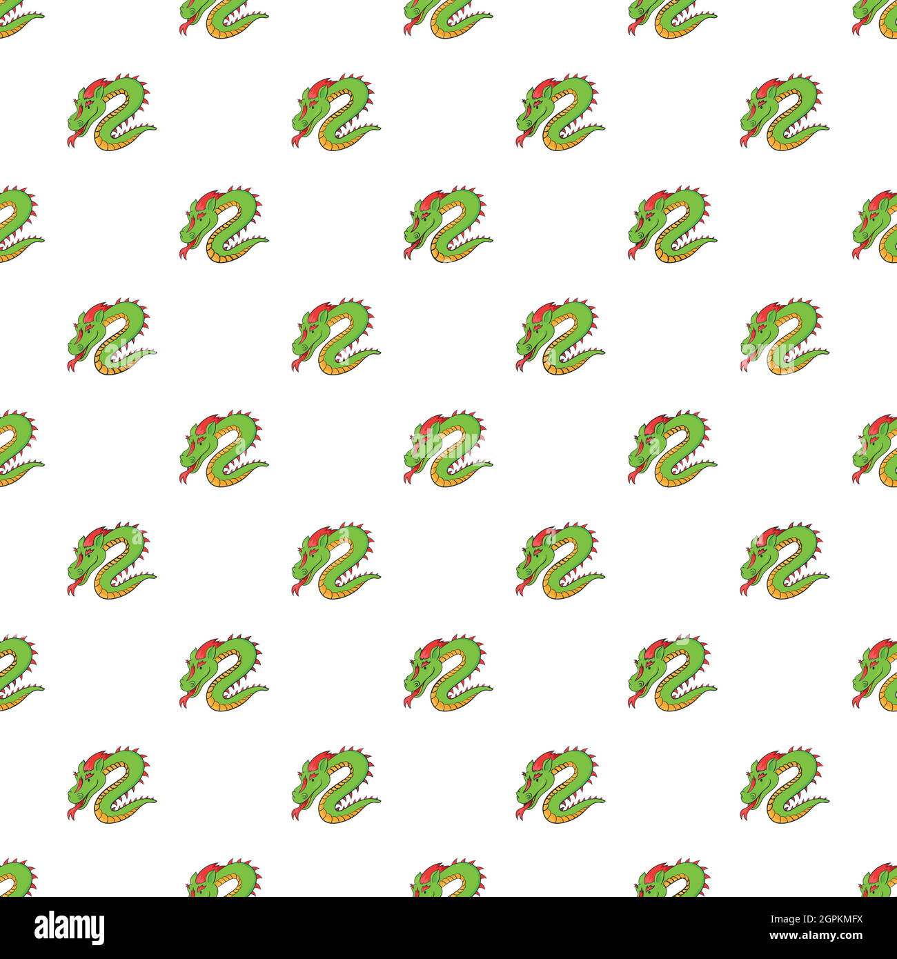 Green chinese dragon pattern, cartoon style Stock Vector