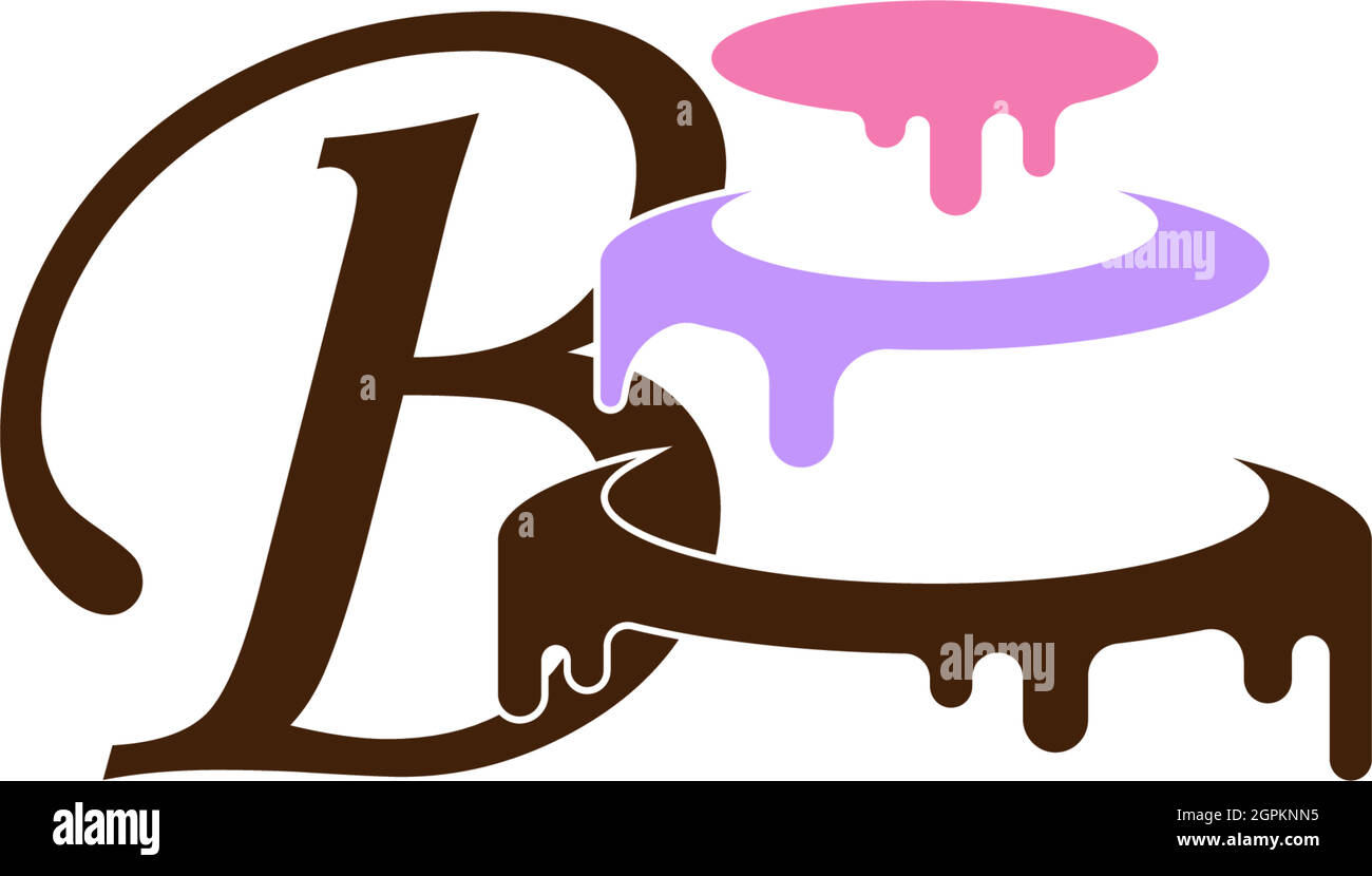 Letter B icon with wedding cake  design template vector Stock Vector