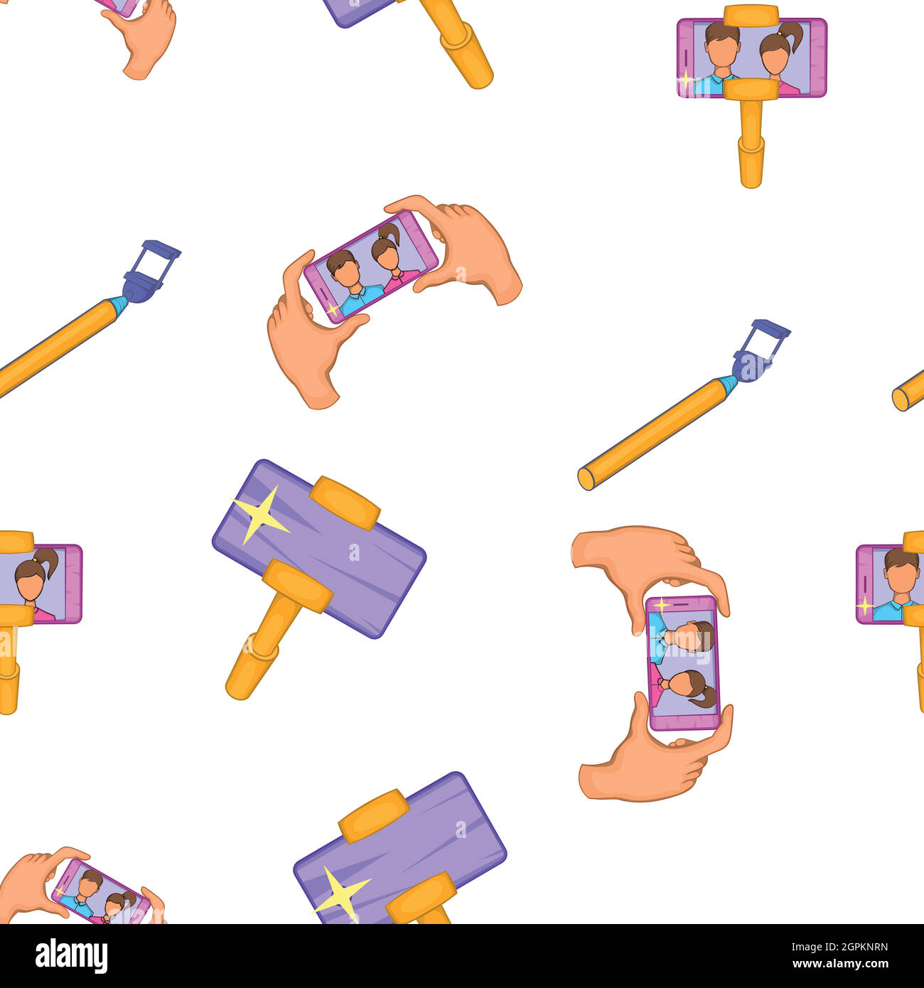 Selfie pattern, cartoon style Stock Vector