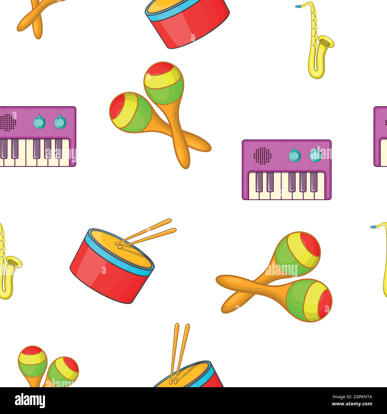 Musical device pattern, cartoon style Stock Vector