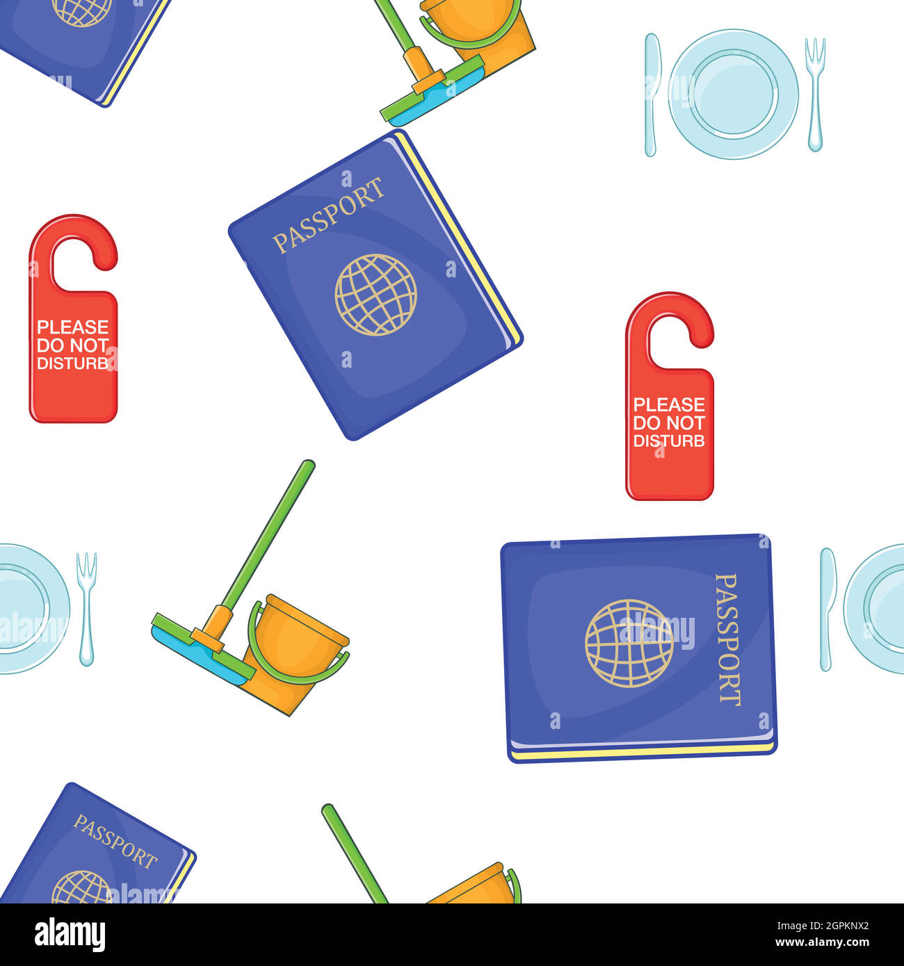 Hostel accommodation pattern, cartoon style Stock Vector