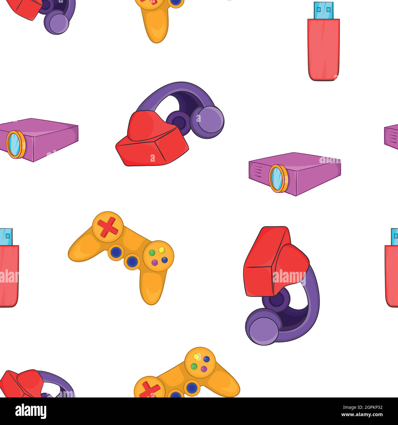 Electronic equipment pattern, cartoon style Stock Vector