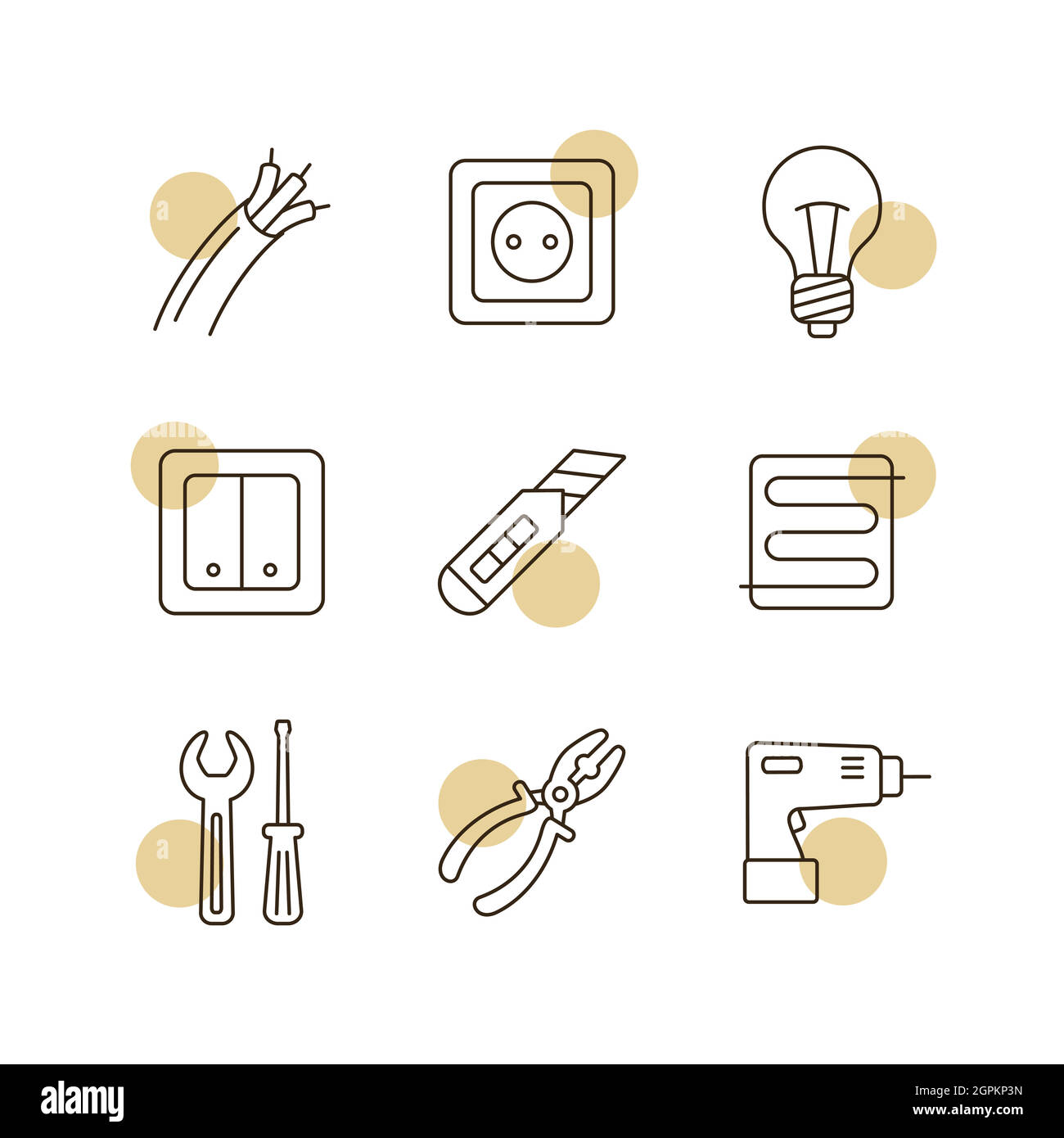 Home repair, electric vector flat icons set Stock Vector