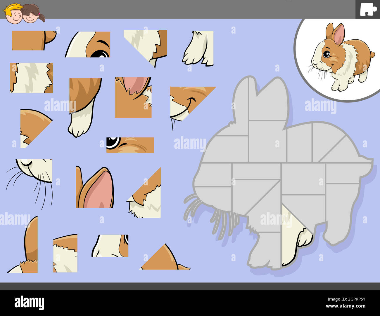 jigsaw puzzle game with little rabbit animal character Stock Vector Image & Art Alamy