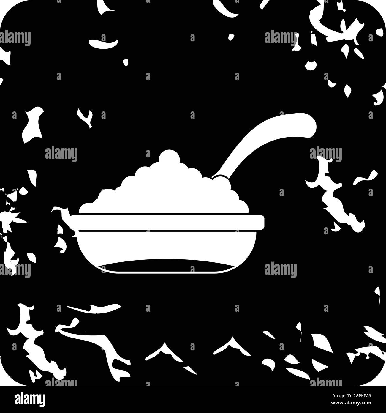 Bowl of caviar with spoon icon, grunge style Stock Vector