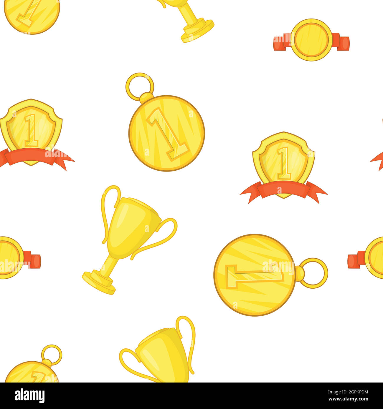 Sports awards pattern, cartoon style Stock Vector