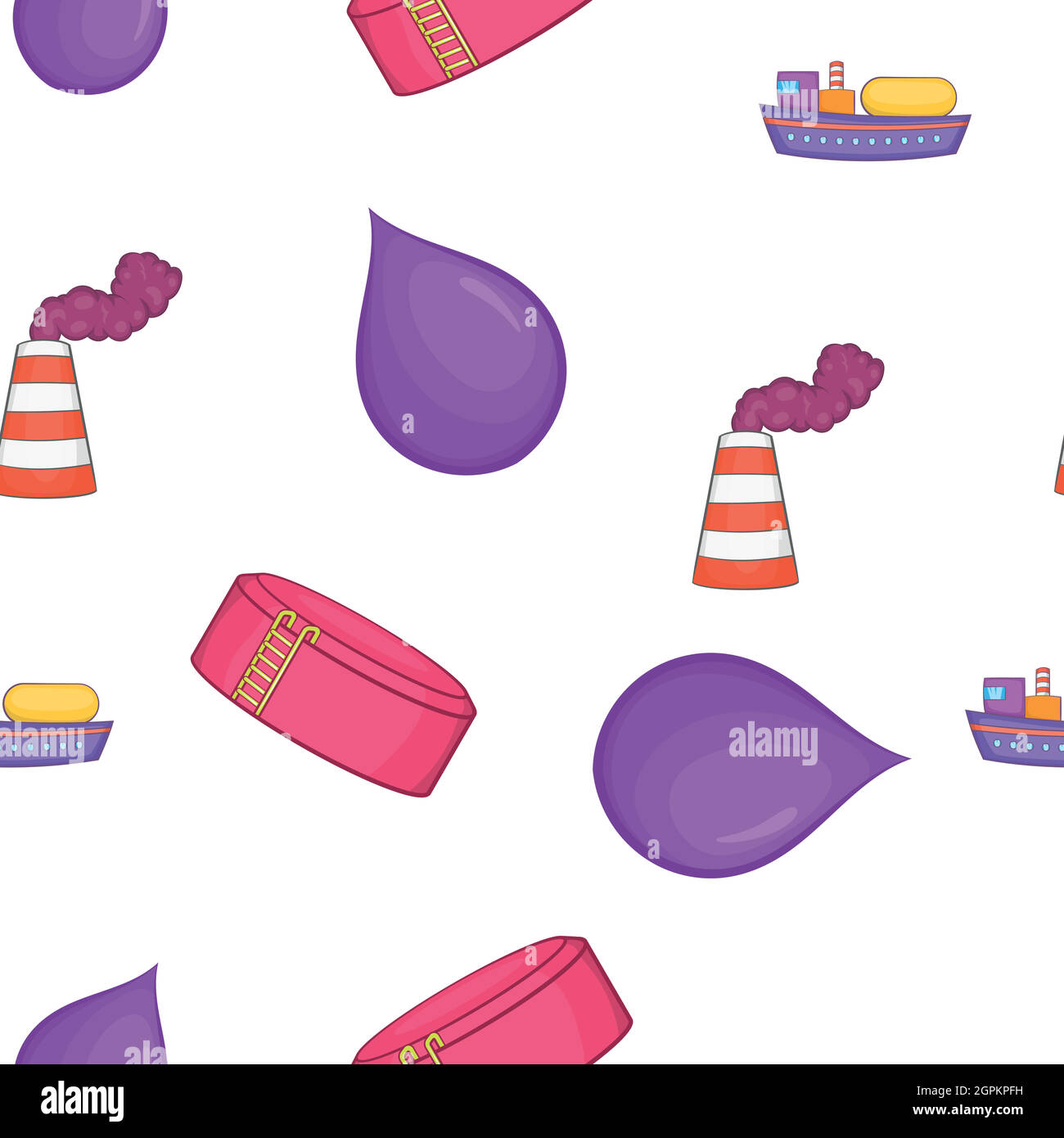 Oil production pattern, cartoon style Stock Vector