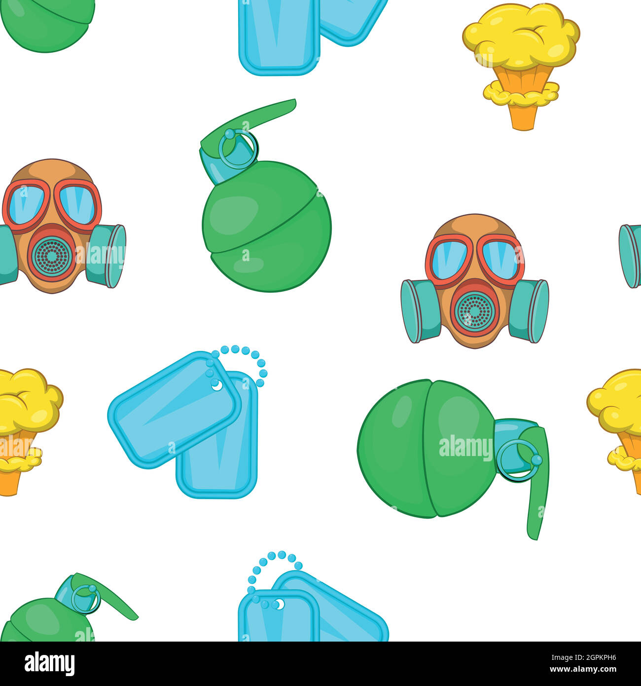 War equipment pattern, cartoon style Stock Vector