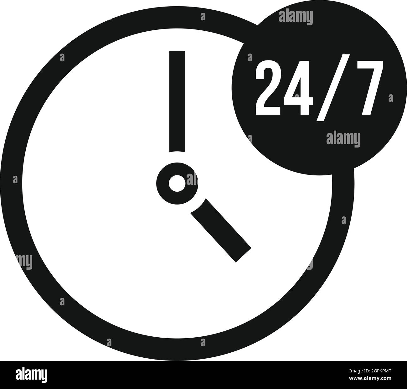 Clock 24 7 icon, simple style Stock Vector