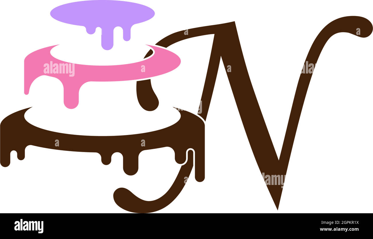 Letter N icon with wedding cake  design template vector Stock Vector