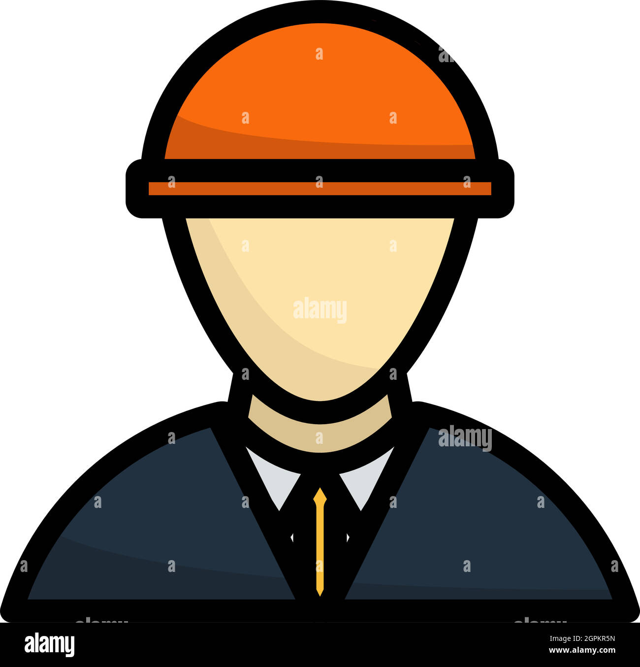 Icon Of Construction Worker Head In Helmet Stock Vector