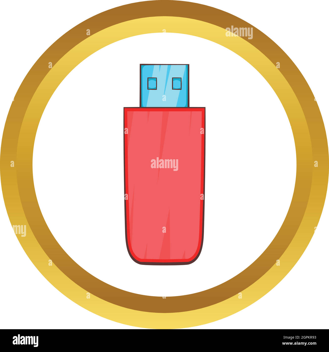 Red USB flash drive vector icon Stock Vector