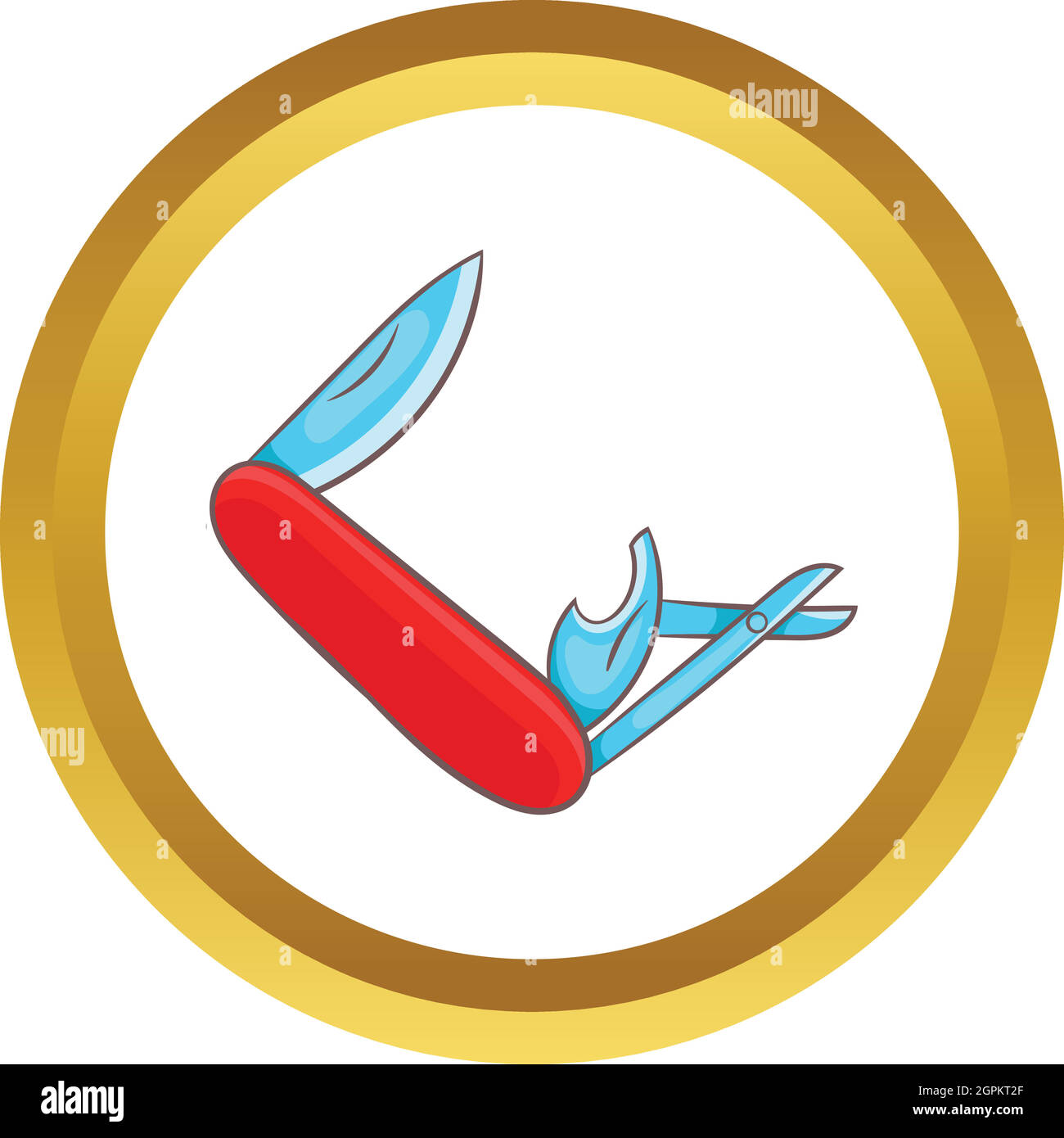 Red pocket knife with lots of tools vector icon Stock Vector